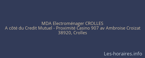 MDA Electroménager CROLLES