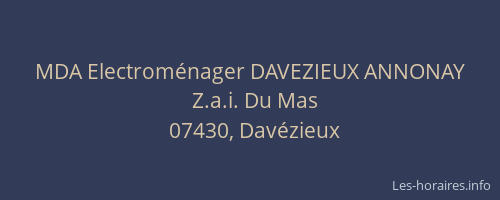 MDA Electroménager DAVEZIEUX ANNONAY