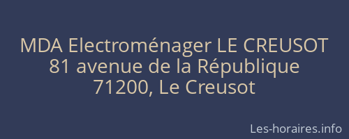MDA Electroménager LE CREUSOT