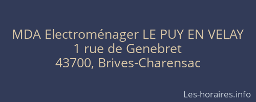 MDA Electroménager LE PUY EN VELAY