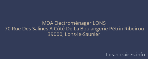 MDA Electroménager LONS