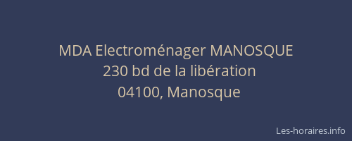 MDA Electroménager MANOSQUE