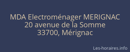 MDA Electroménager MERIGNAC
