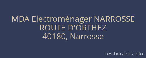 MDA Electroménager NARROSSE