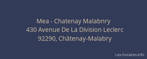 Mea - Chatenay Malabnry