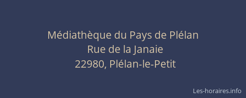 M&eacute;diath&egrave;que du Pays de Pl&eacute;lan
