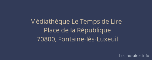 M&eacute;diath&egrave;que Le Temps de Lire