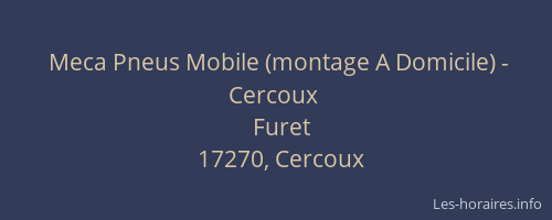 Meca Pneus Mobile (montage A Domicile) - Cercoux