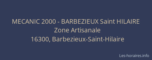 MECANIC 2000 - BARBEZIEUX Saint HILAIRE