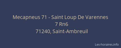 Mecapneus 71 - Saint Loup De Varennes