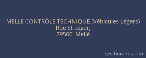 MELLE CONTR&Ocirc;LE TECHNIQUE (V&eacute;hicules L&eacute;gers)