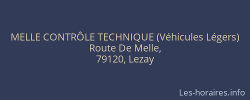 MELLE CONTRÔLE TECHNIQUE (Véhicules Légers)