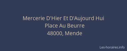 Mercerie D'Hier Et D'Aujourd Hui