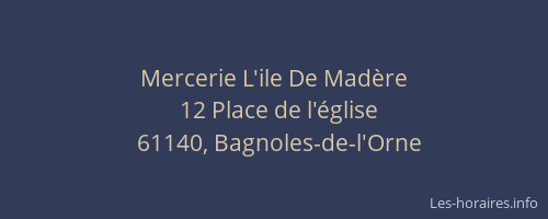 Mercerie L'ile De Mad&egrave;re
