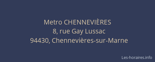Metro CHENNEVIÈRES