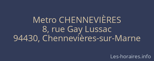 Metro CHENNEVIÈRES