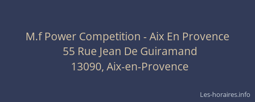 M.f Power Competition - Aix En Provence