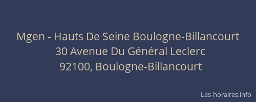 Mgen - Hauts De Seine Boulogne-Billancourt