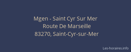 Mgen - Saint Cyr Sur Mer