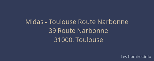 Midas - Toulouse Route Narbonne