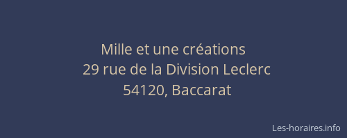 Mille et une cr&eacute;ations