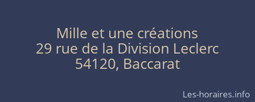 Mille et une créations