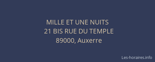 MILLE ET UNE NUITS