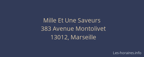 Mille Et Une Saveurs
