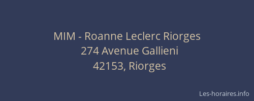 MIM - Roanne Leclerc Riorges