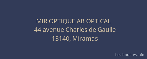 MIR OPTIQUE AB OPTICAL