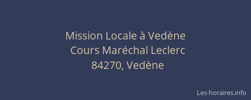 Mission Locale &agrave; Ved&egrave;ne