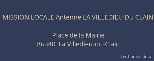 MISSION LOCALE Antenne LA VILLEDIEU DU CLAIN