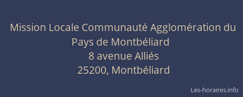 Mission Locale Communauté Agglomération du Pays de Montbéliard
