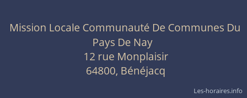 Mission Locale Communaut&eacute; De Communes Du Pays De Nay