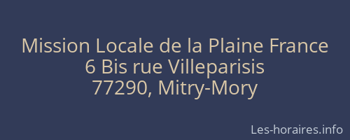 Mission Locale de la Plaine France