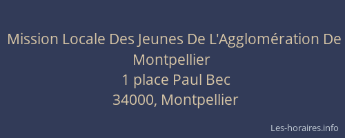 Mission Locale Des Jeunes De L'Agglomération De Montpellier