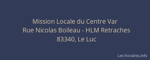 Mission Locale du Centre Var