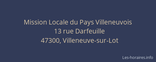 Mission Locale du Pays Villeneuvois