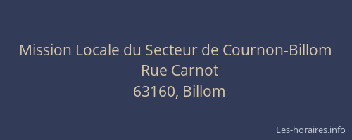 Mission Locale du Secteur de Cournon-Billom