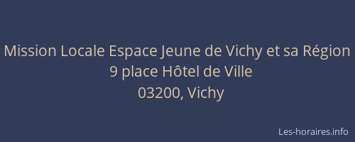 Mission Locale Espace Jeune de Vichy et sa Région