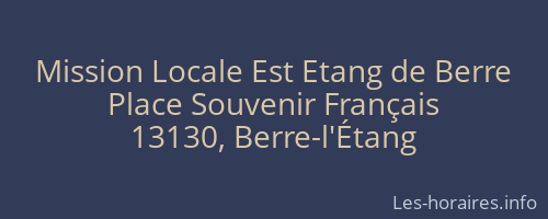 Mission Locale Est Etang de Berre