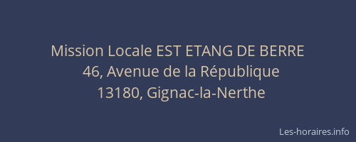 Mission Locale EST ETANG DE BERRE