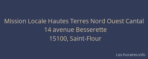 Mission Locale Hautes Terres Nord Ouest Cantal