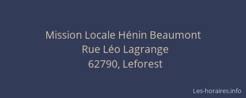 Mission Locale H&eacute;nin Beaumont