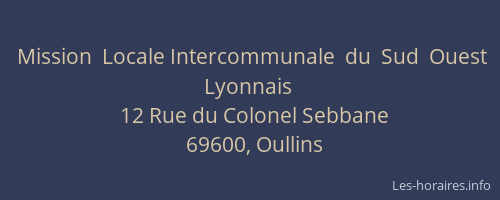 Mission  Locale Intercommunale  du  Sud  Ouest Lyonnais