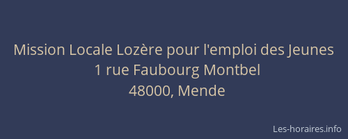 Mission Locale Loz&egrave;re pour l'emploi des Jeunes