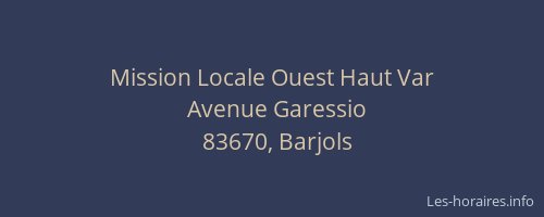 Mission Locale Ouest Haut Var