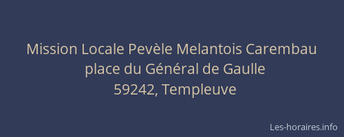 Mission Locale Pevèle Melantois Carembau