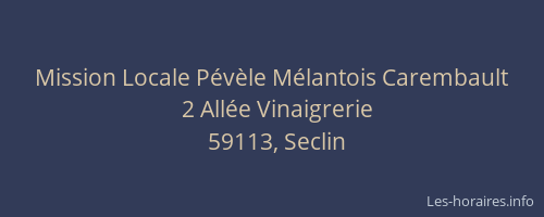 Mission Locale Pévèle Mélantois Carembault