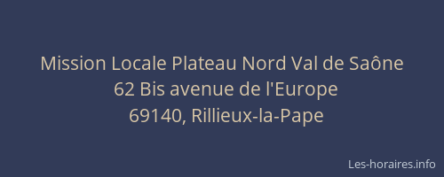 Mission Locale Plateau Nord Val de Saône